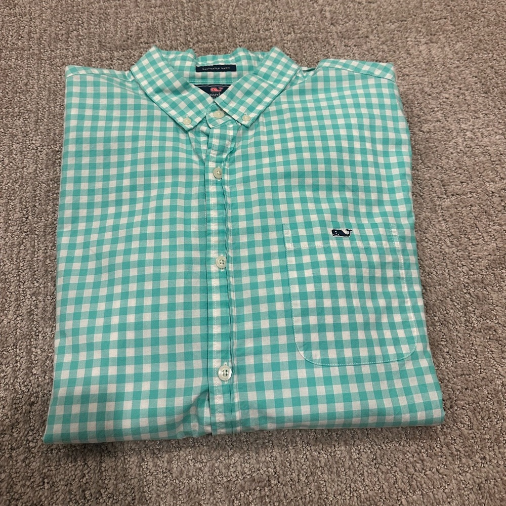 Vineyard Vines Men's Green Checkered Button Down